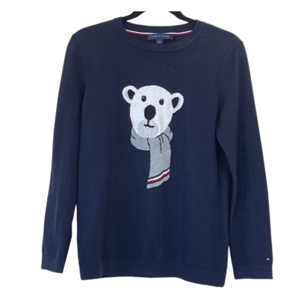 Tommy Hilfiger Polar Bear Blue Sweater Sz M Woman’s